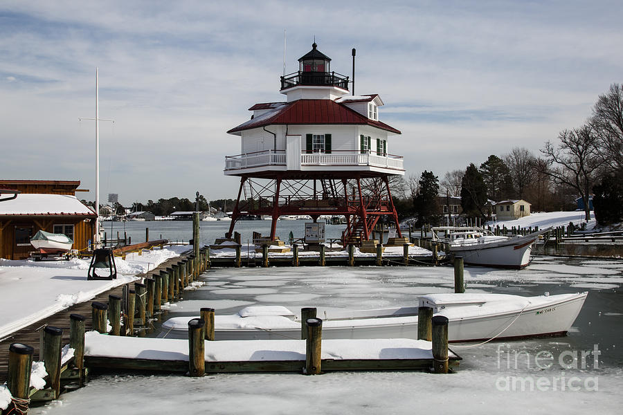 Drum Point Light Snowy Photograph by Mike Batson Photography