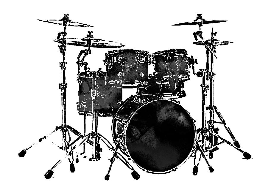 Drum Set Black And White Photograph by Athena Mckinzie