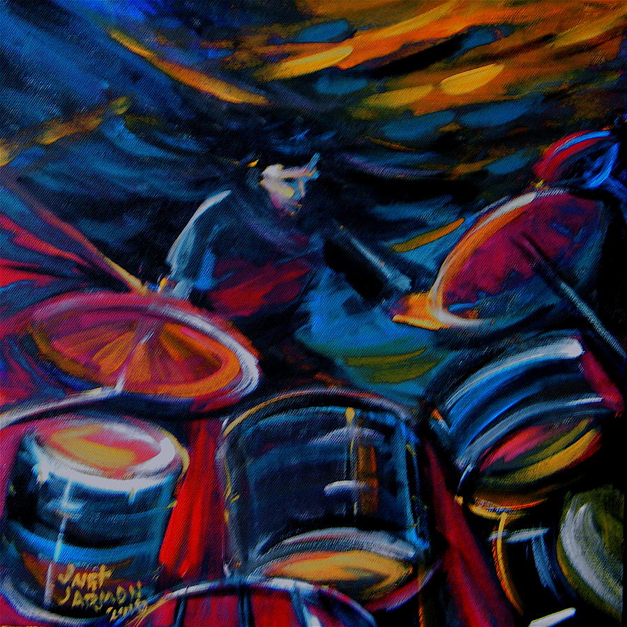 Music Painting - Drummer Craze by Jeanette Jarmon