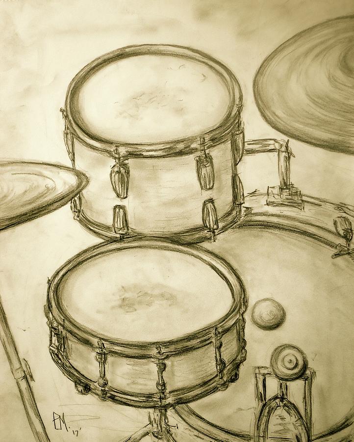 Drummers View Drawing by Pete Maier