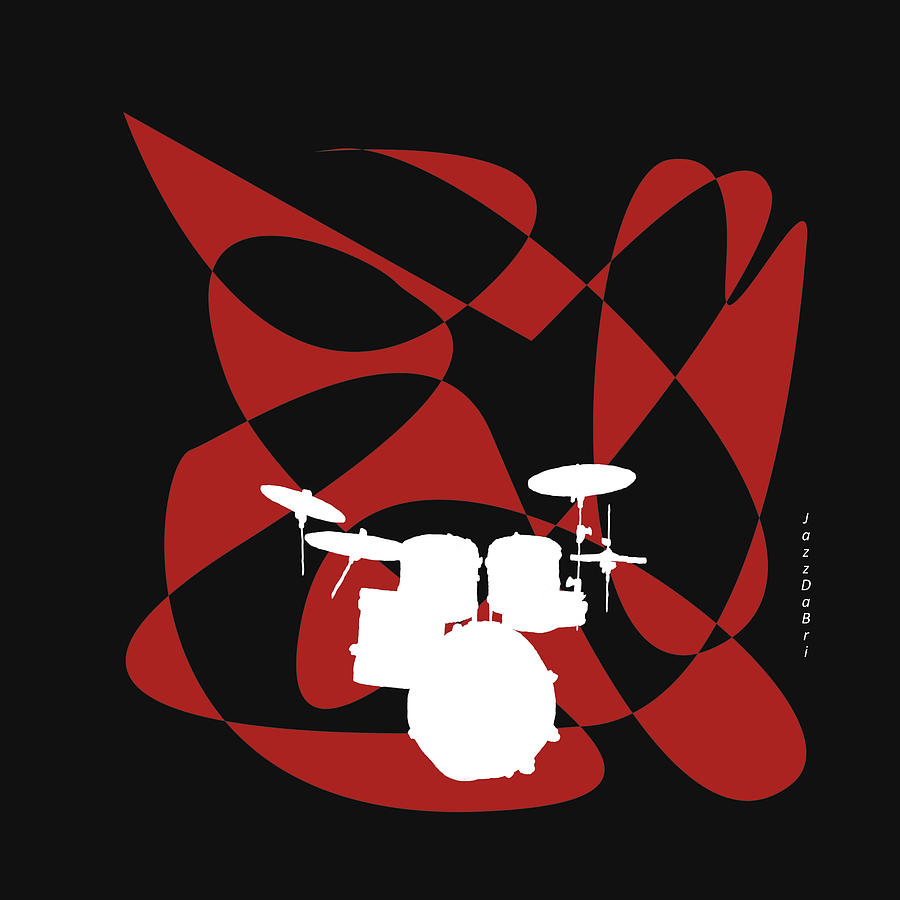 Drum Digital Art - Drums in Black Strife by David Bridburg