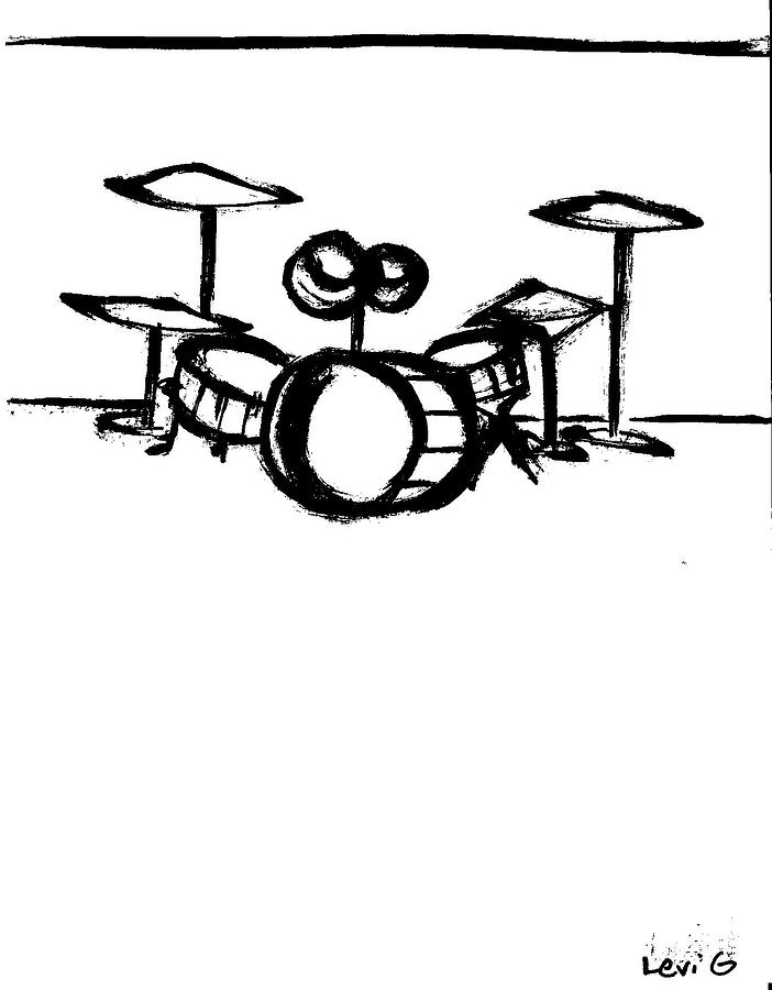 Claude Monet Drawing - Drumset by Levi Glassrock 