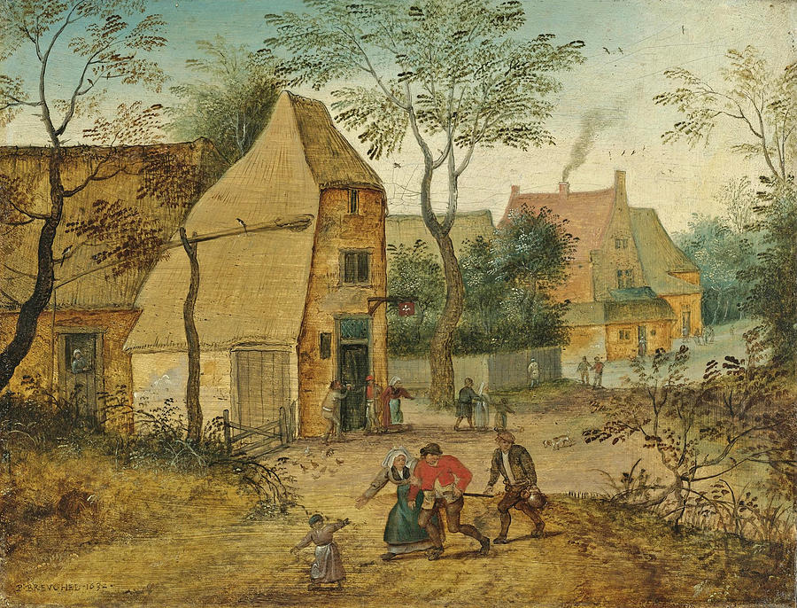 Drunkard being taken Home from the Tavern by his Wife Painting by Pieter Brueghel the Younger