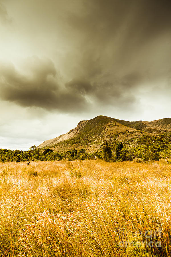 Dry grassland and stormy mountains  Photograph by Jorgo Photography
