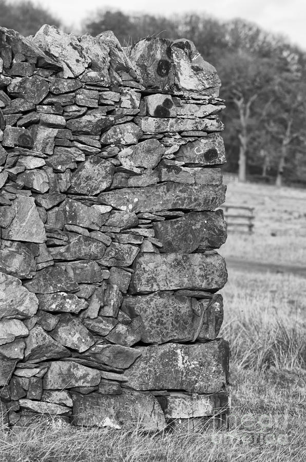Dry stone wall in mono Photograph by Steev Stamford
