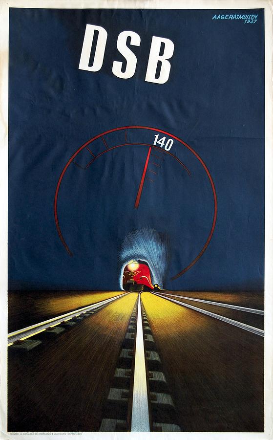 DSB - Danischen Staatbahn - Denmark - Retro travel Poster - Vintage Poster Mixed Media by Studio Grafiikka