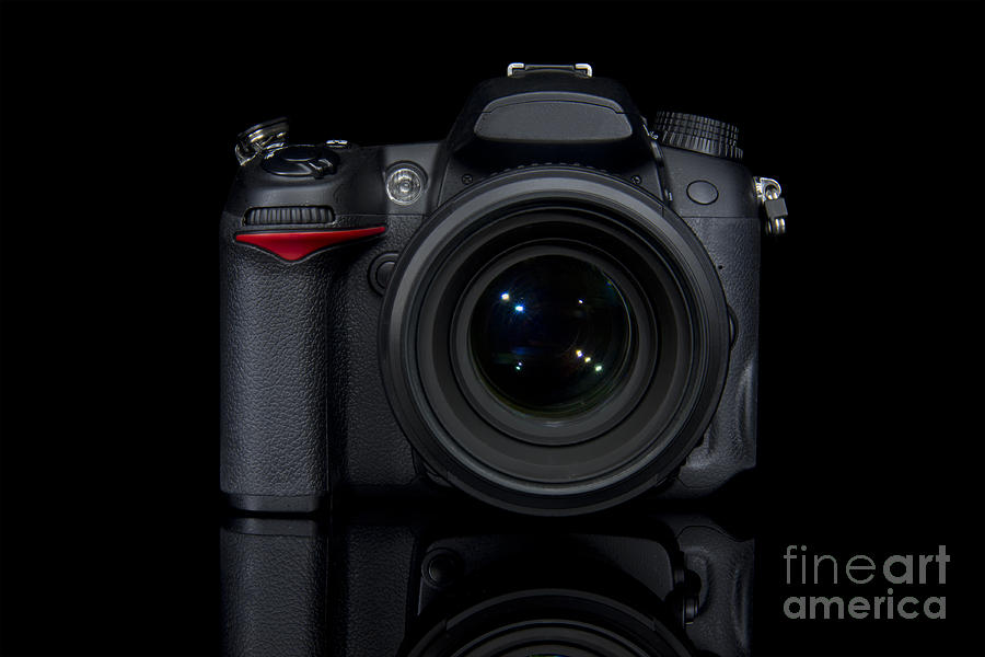 DSLR camera front on black background Photograph by Istvan Fekete - Pixels
