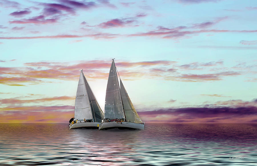 Dual Sailboats - Paint FX Photograph by Brian Wallace