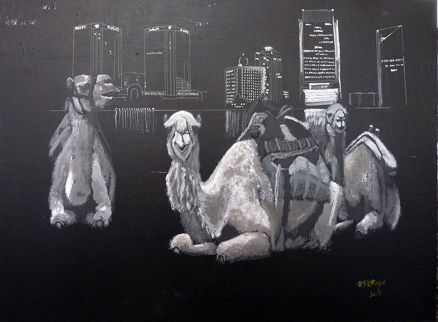 Dubai Camels Painting by Richard Le Page