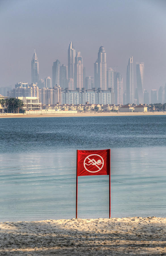 Dubai No Swimming Sign Photograph by David Pyatt