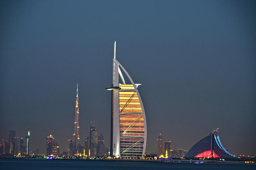 Dubai Skyline By Night Photograph By M Damien Suriel