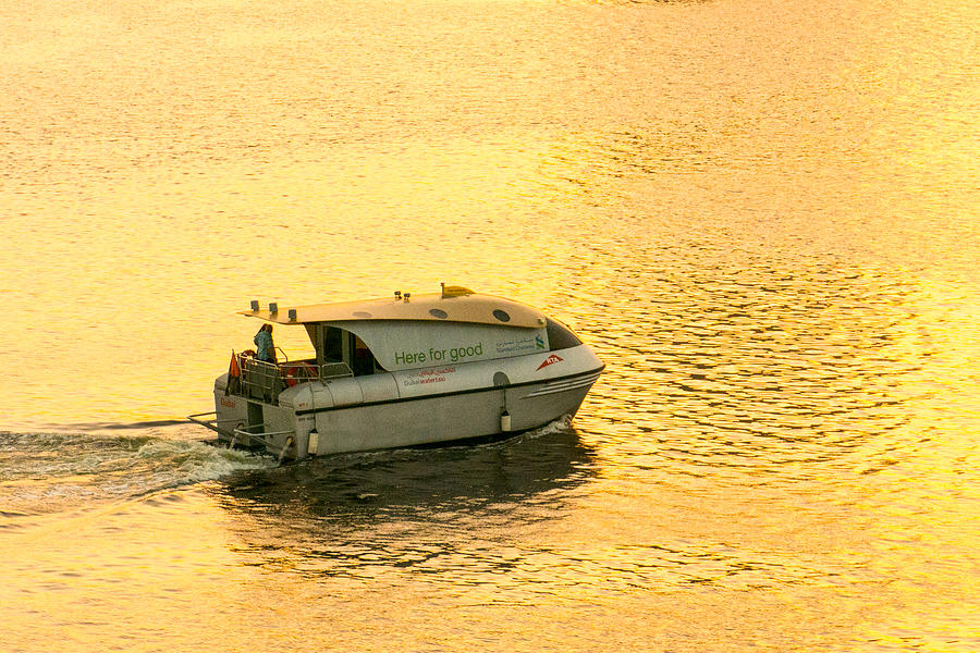 Dubai Water Taxi at Sunrise Photograph by SR Green