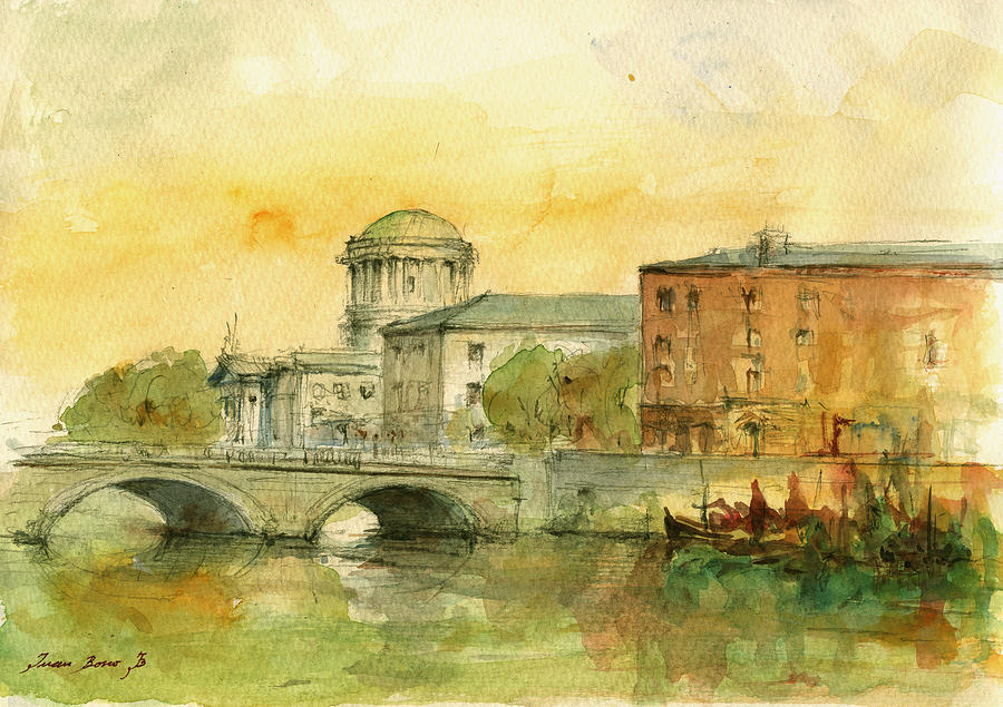 Dublin City Painting - Dublin cityscape by Juan  Bosco
