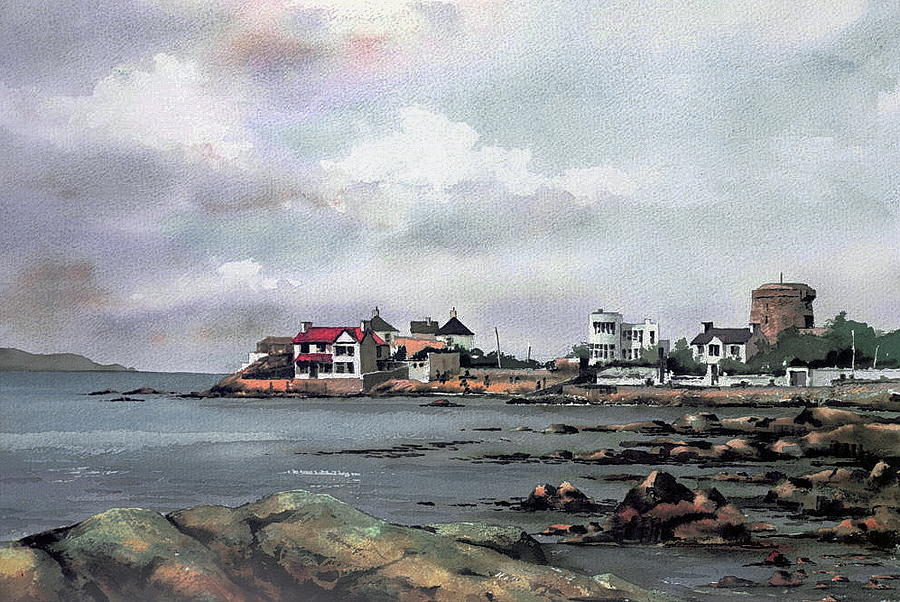 DUBLIN. Dalkey Harbour Painting by Val Byrne