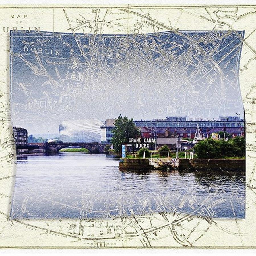 Map Photograph - Dublin Docks Map Collage by Sharon Popek