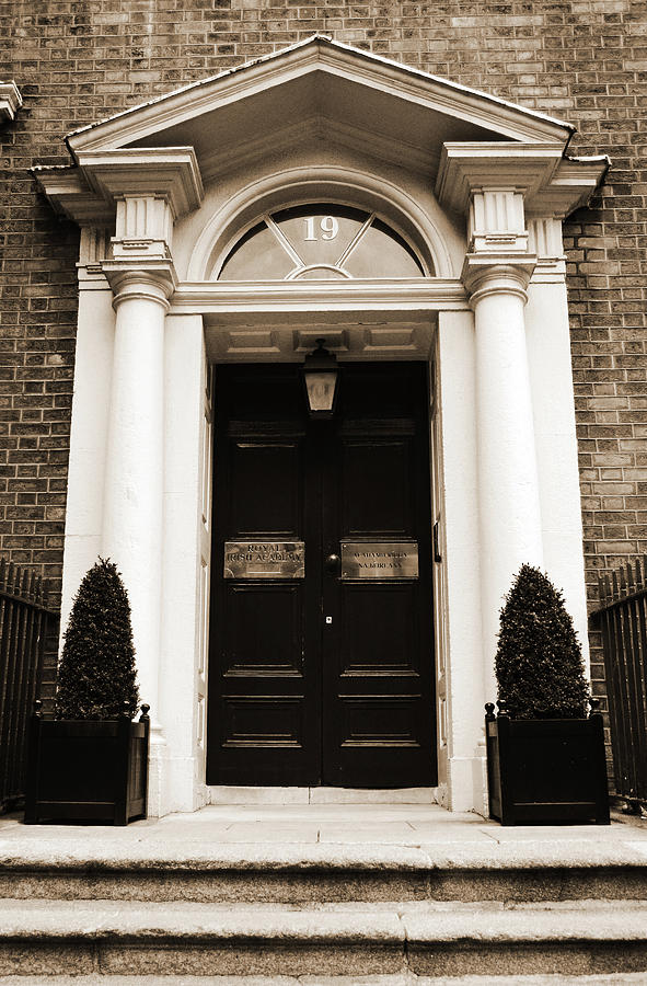Dublin Doors Georgian Style with Roman Columns Ireland Sepia Photograph by Shawn OBrien