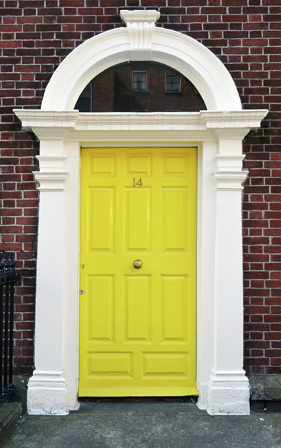 Dublin Doors Ireland Vibrant Yellow Georgian Style with Columns Photograph by Shawn OBrien
