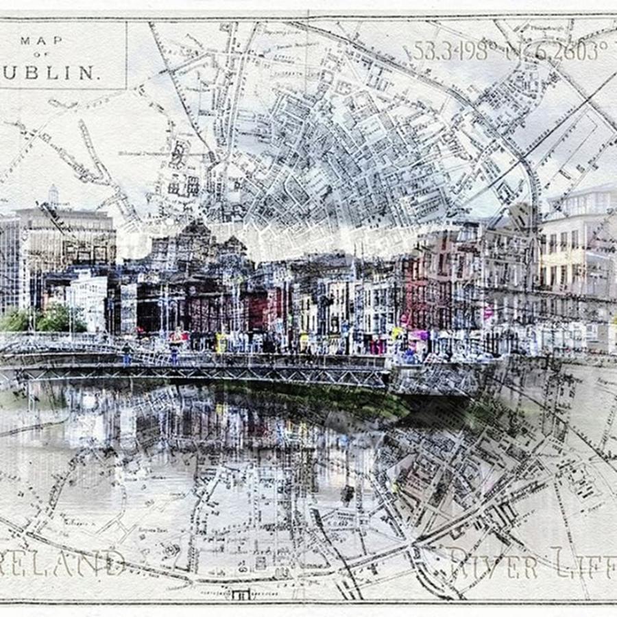 Map Photograph - Dublin Ireland Travel Map. #dublin by Sharon Popek