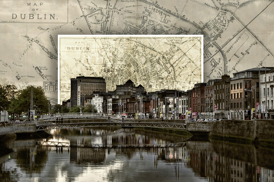 Dublin Skyline Mapped Photograph by Sharon Popek