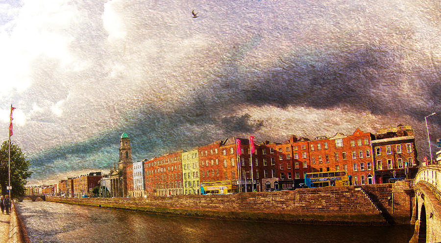 Black And White Photograph - Dublins Fairytales around  River Liffey 2 by Alex Art