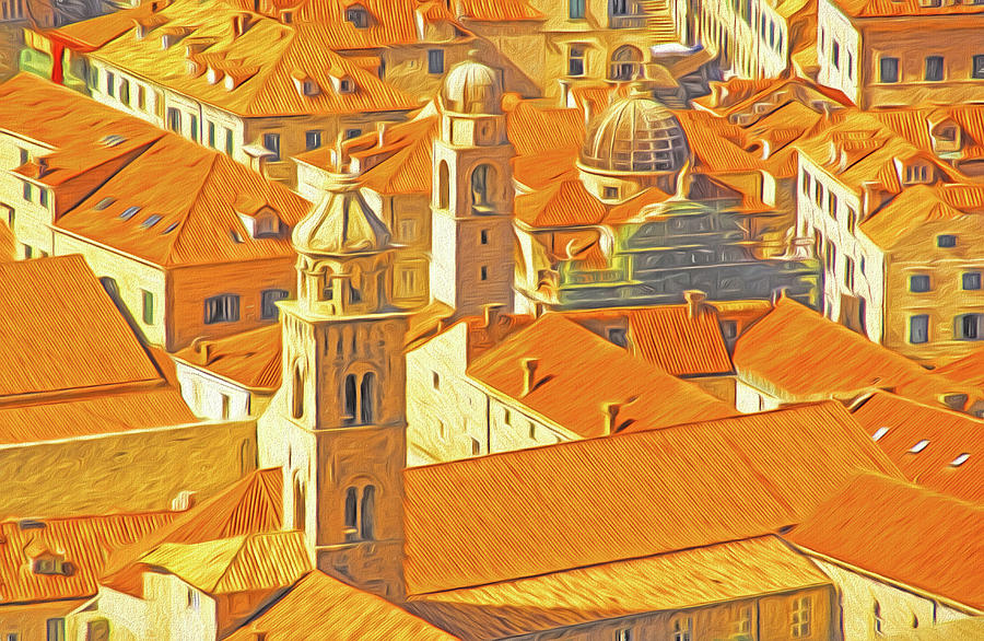 Dubrovnik Old Town Roofs Digital Art by Dennis Cox