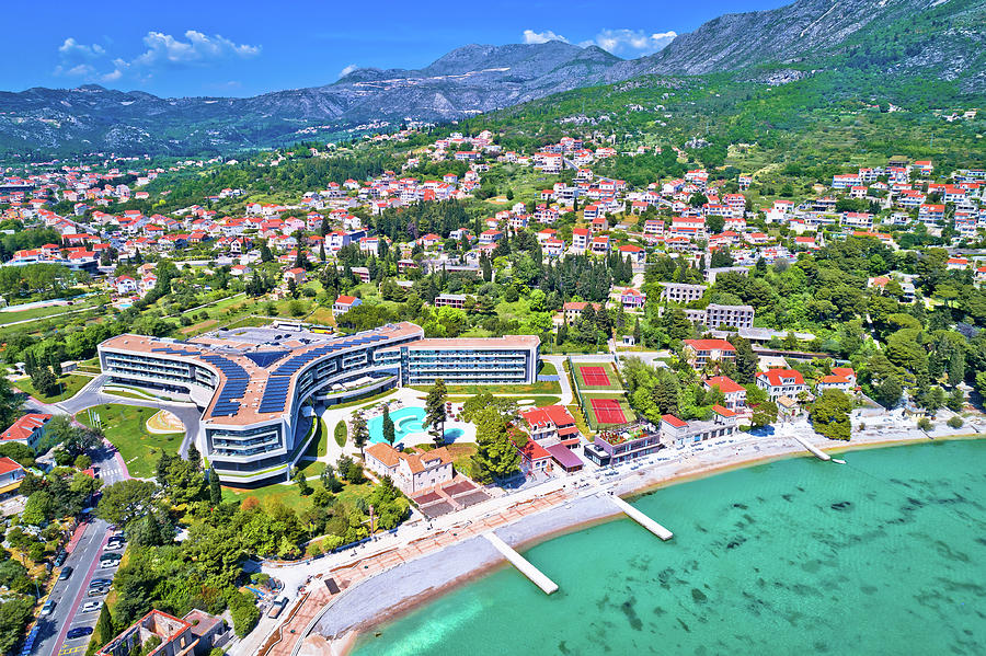 Dubrovnik region waterfront in Mlini and Srebreno aerial view Photograph by Brch Photography