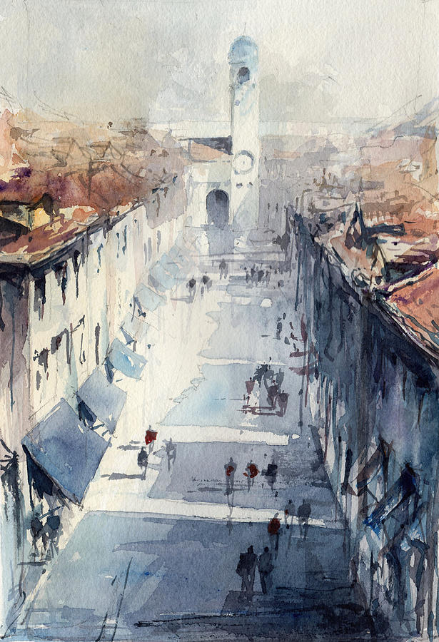 Dubrovnik Stradun Painting by Tony Belobrajdic