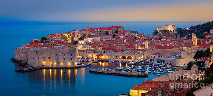 Dubrovnik Twilight Panorama Photograph by Inge Johnsson