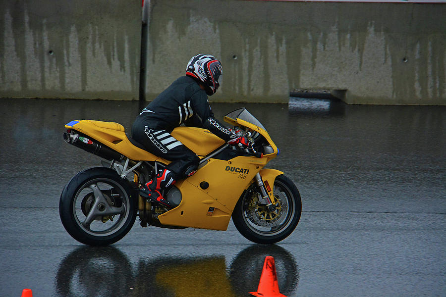 Ducati 748 Rides in Rain Photograph by Mike Martin