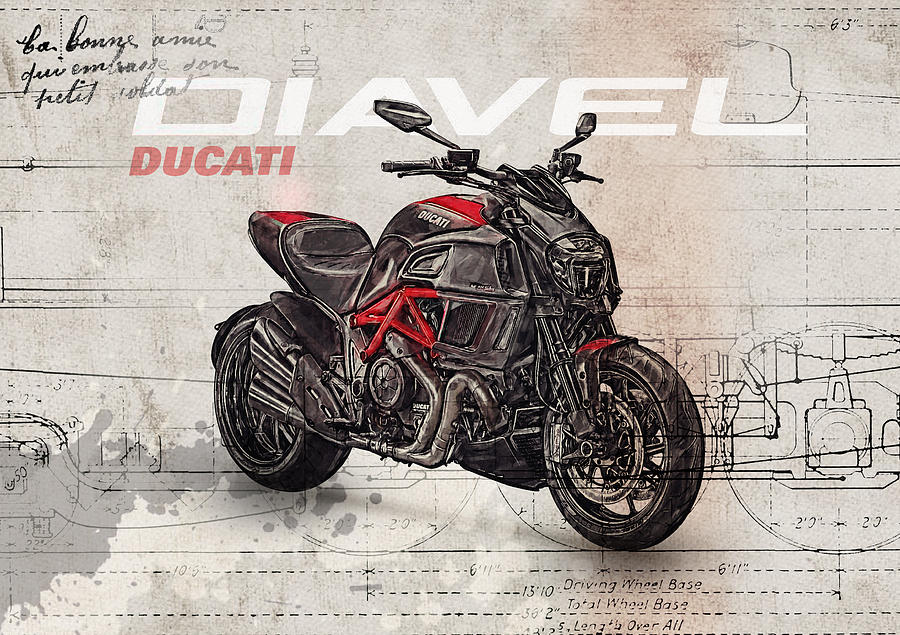 Transportation Digital Art - Ducati Diavel 2015 by Yurdaer Bes
