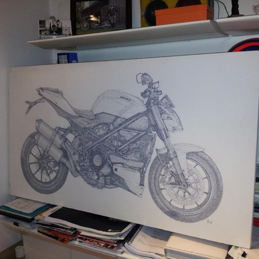 Gift Photograph - Ducati. Handmade Drawing.
 by Drawspots Illustrations