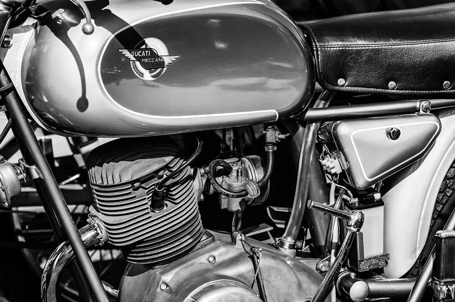 Transportation Photograph - Ducati Meccanica Motorcycle -0564bw by Jill Reger