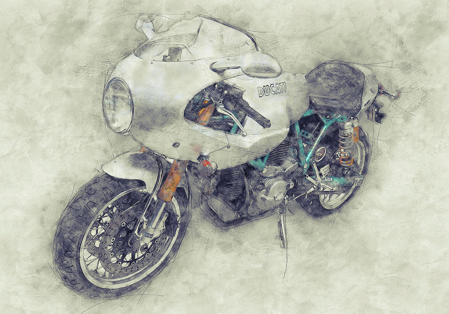 Ducati PaulSmart 1000 LE 1 - 2006 - Motorcycle Poster - Automotive Art Mixed Media by Studio Grafiikka