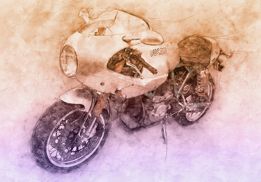 Ducati PaulSmart 1000 LE 2 - 2006 - Motorcycle Poster - Automotive Art Mixed Media by Studio Grafiikka