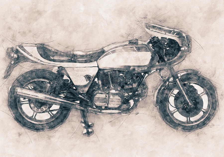 Ducati Supersport - Sports Bike - 1975 - Motorcycle Poster - Automotive Art Mixed Media