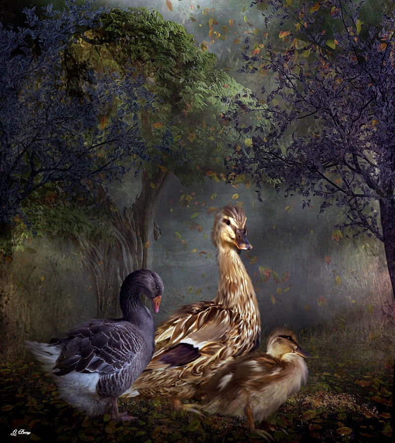 Farm Animals Mixed Media - Duck Duck Goose by Gayle Berry