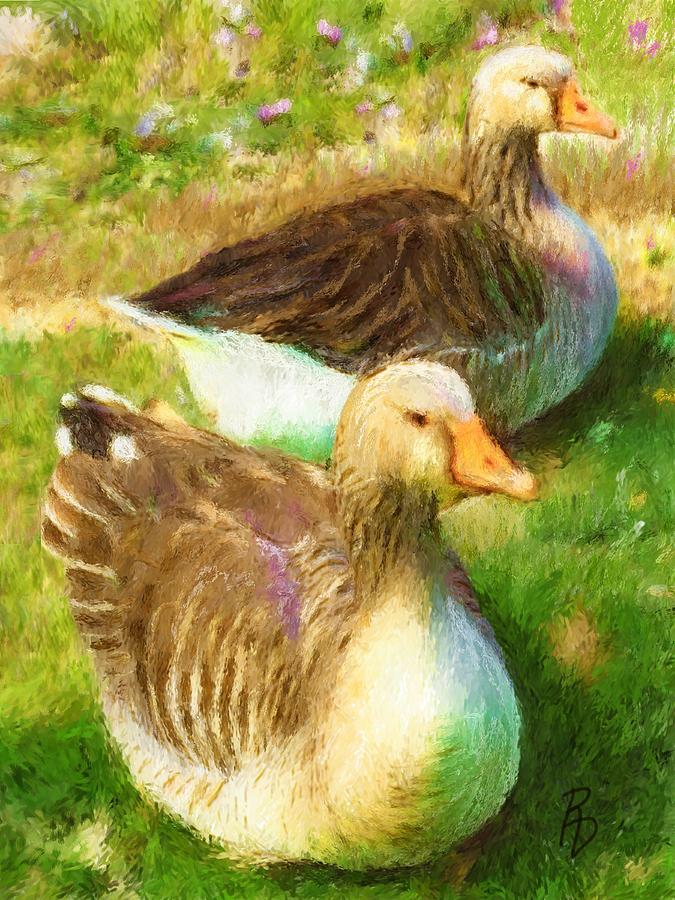 Gandering Geese Digital Art by Ric Darrell