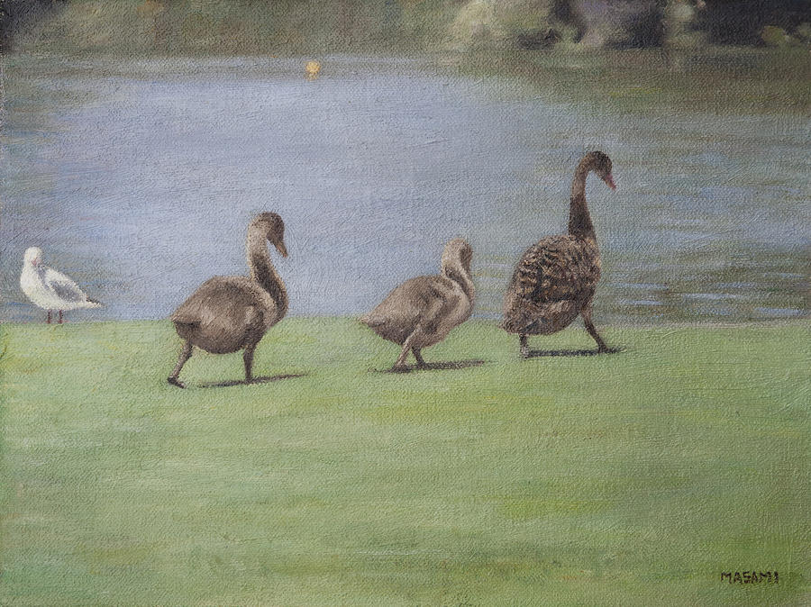 Duck Family Painting by Masami Iida