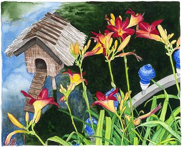 Duck House Painting - Duck House At Tivoli Gardens by Patti Gettinger Duck House Painting - Duck House At Tivoli Gardens by Patti Gettinger
