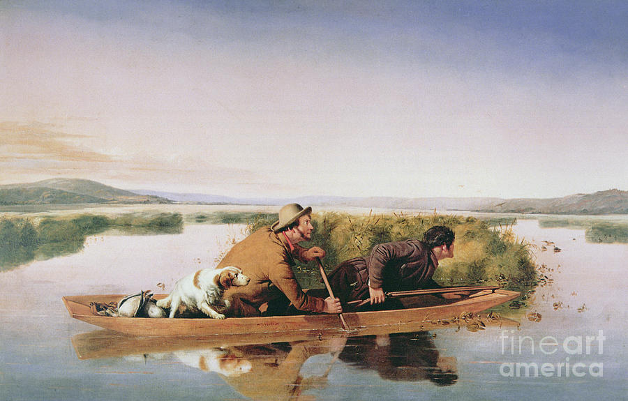 Duck Painting - Duck Hunters on the Hoboken Marshes, New Jersey, 1849 by William Tylee Ranney