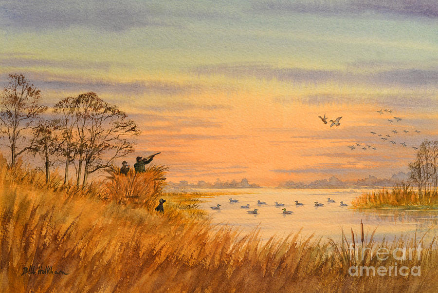 Duck Hunting Painting - Duck Hunting Calls by Bill Holkham