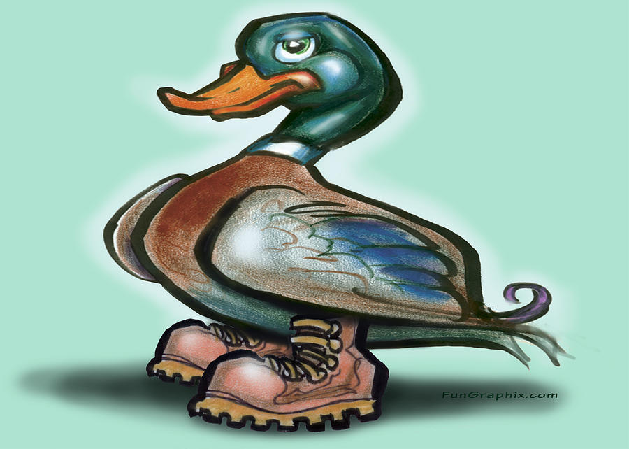 Duck in Work Boots Digital Art by Kevin Middleton