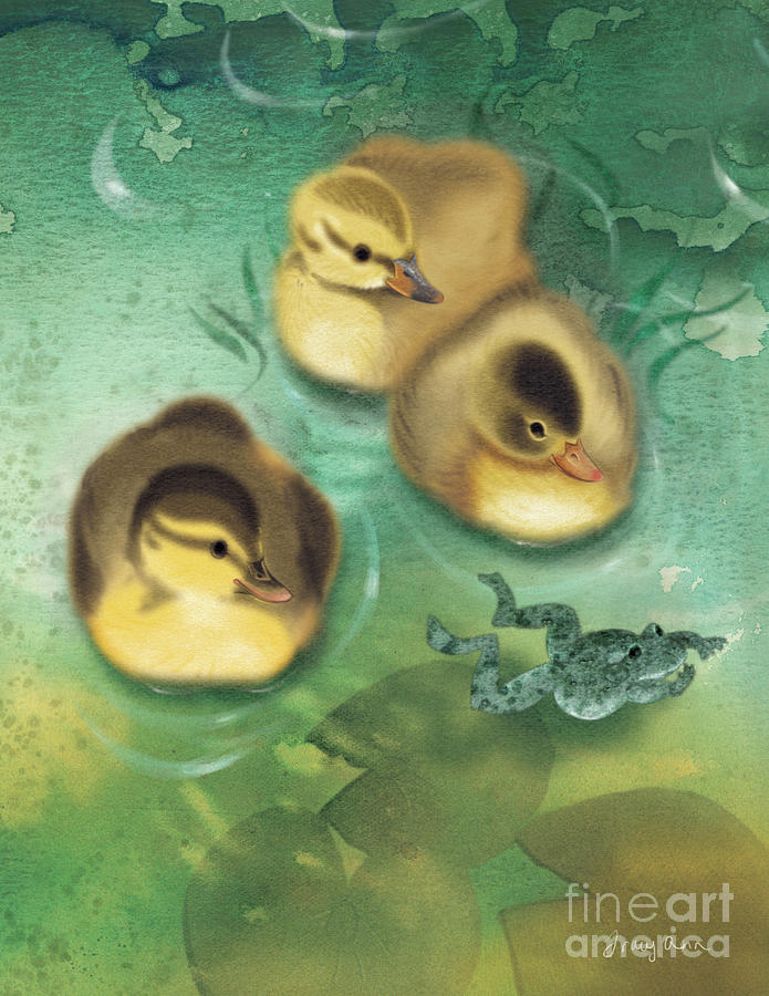 Ducklings, Baby Ducks Painting by Tracy Herrmann
