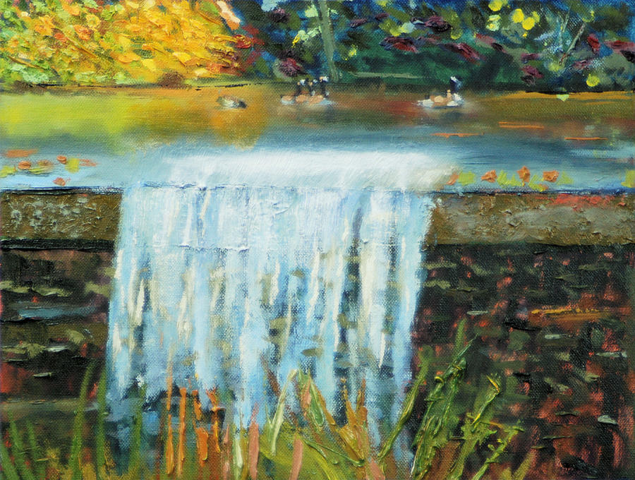 Ducks and Waterfall Painting by Michael Daniels