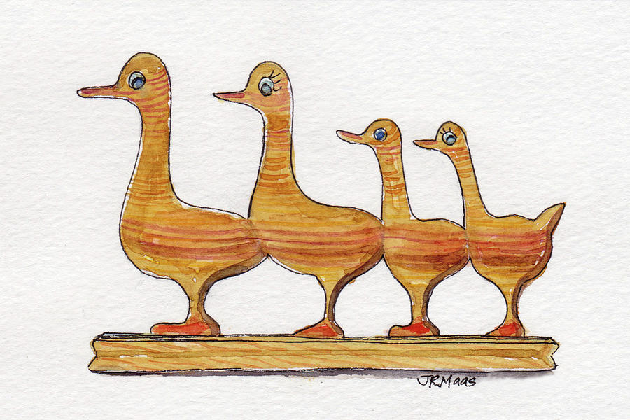Ducks In A Row Painting by Julie Maas