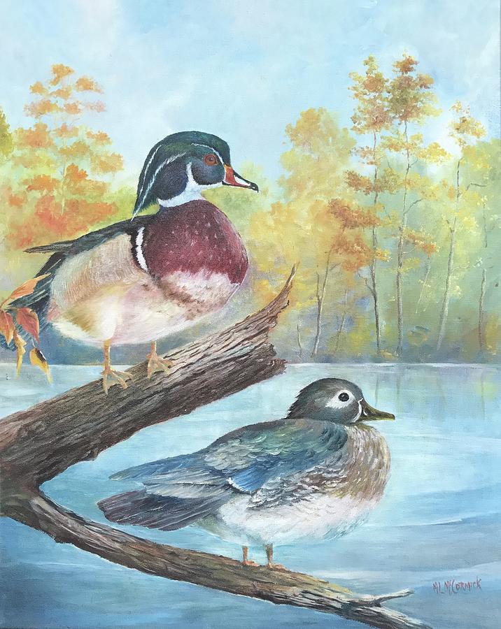 Wood Ducks  Painting by ML McCormick