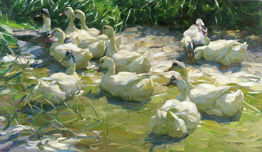 Ducks On A Lake Painting by Alexander Koester - Fine Art America