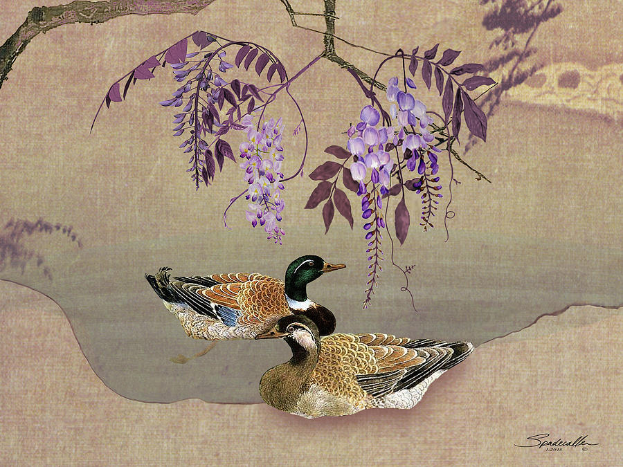 Ducks Under Wisteria Tree Digital Art by M Spadecaller