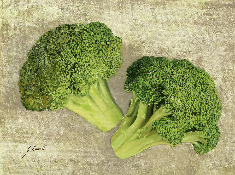 Broccoli Painting - Due Broccoletti by Guido Borelli