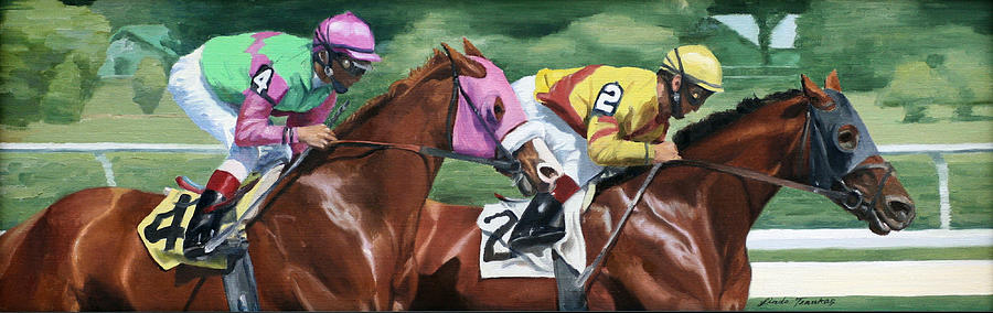 Horse Painting - Duel by Linda Tenukas